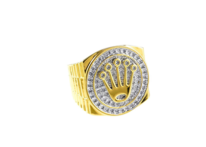 Gold Plated Iced Out CZ Presidential Micro Pave Ring